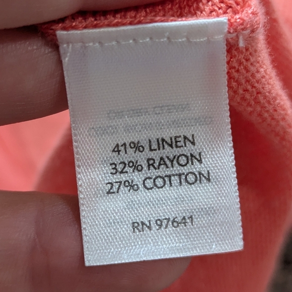 J Jill Peach Salmon Loose Knit Lightweight Linen Blend Open Cardigan Sweater M - Picture 7 of 8